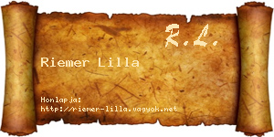 Riemer Lilla névjegykártya